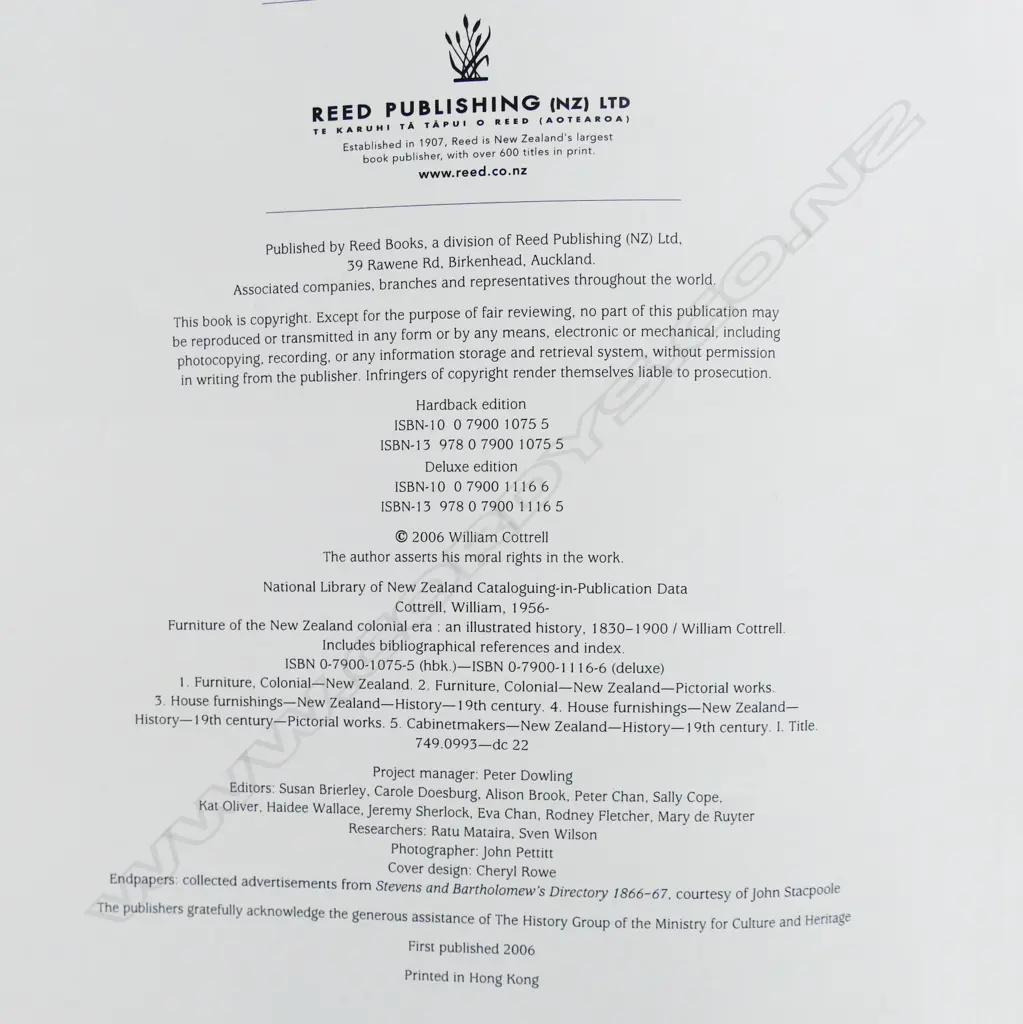 WILLIAM COTTRELL: FURNITURE OF THE NEW ZEALAND COLONIAL ERA Image 1++